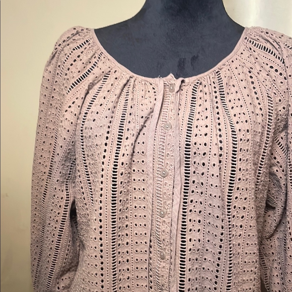 Joie Brown Eyelet Knit Top